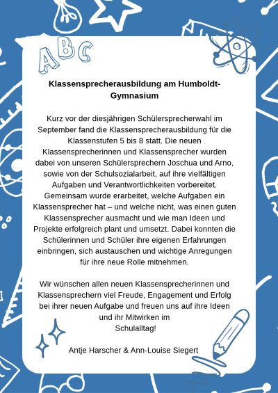 Klassensprecherausbildung (Frau Siegert, September 2026)